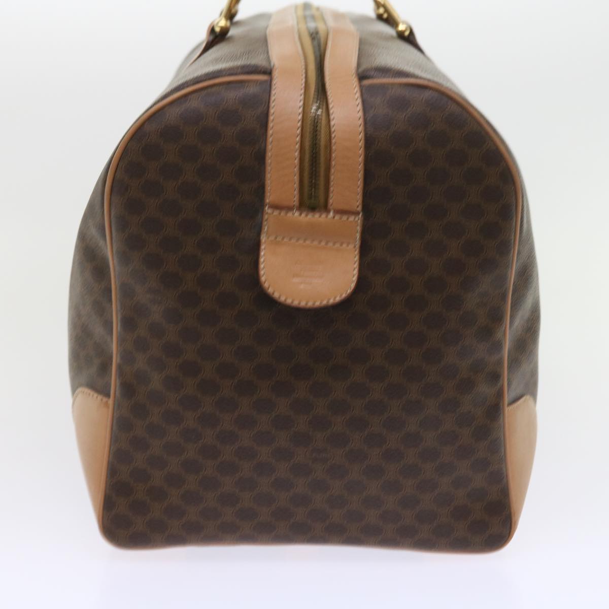 Luxury CELINE Macadam Canvas Boston Bag PVC Leather Brown 9024