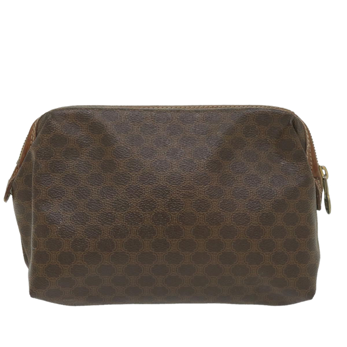 Luxury CELINE Macadam Canvas Pouch PVC Leather Brown 9282