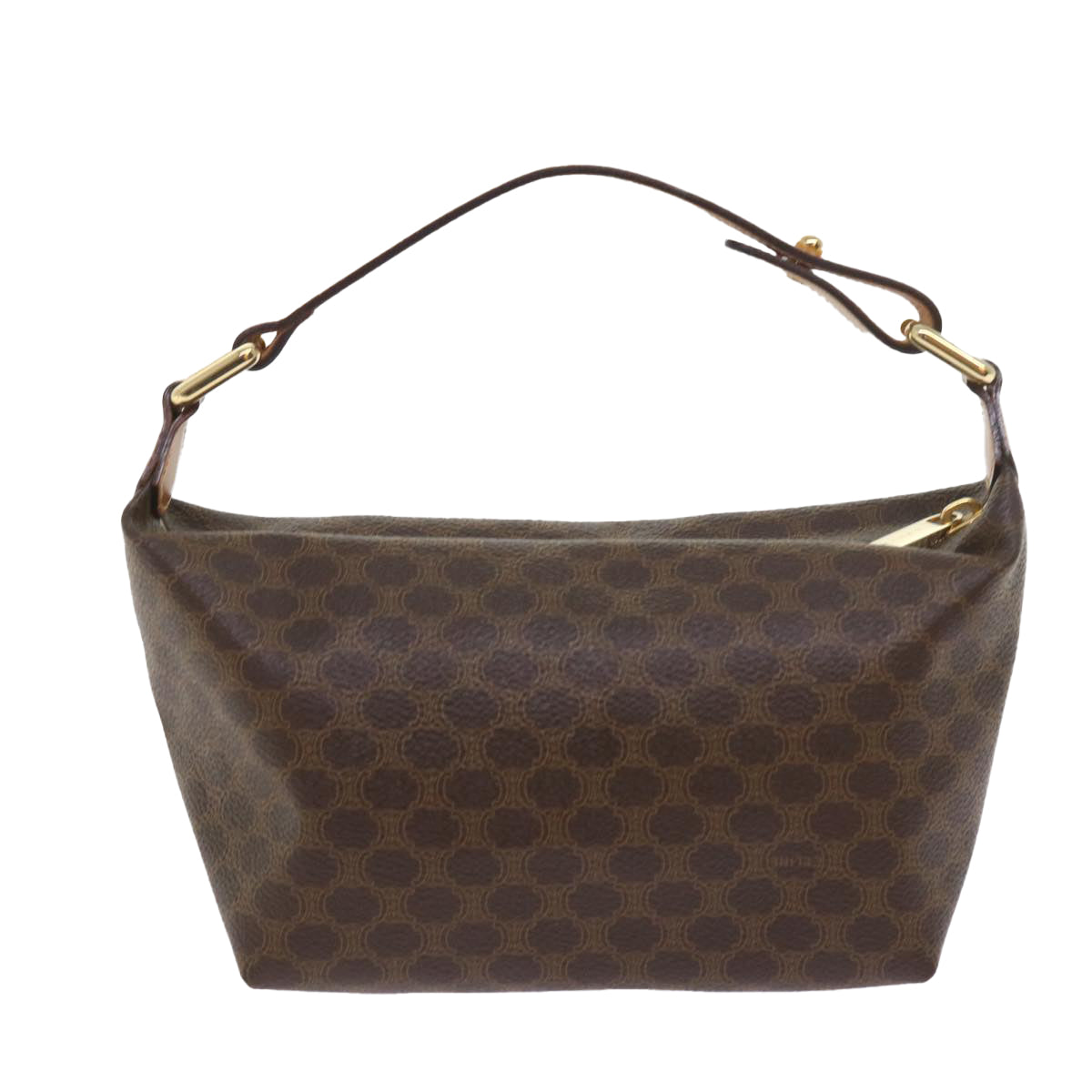Luxury CELINE Macadam Canvas Hand Bag PVC Leather Brown 9399
