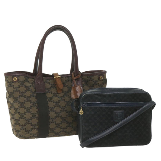 Luxury CELINE Macadam Canvas Shoulder Bag 2Set Brown Navy 9429