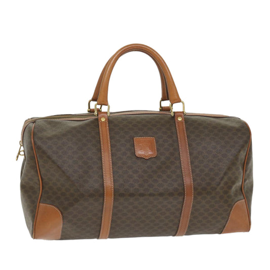 Luxury CELINE Macadam Canvas Boston Bag PVC Leather Brown 9442