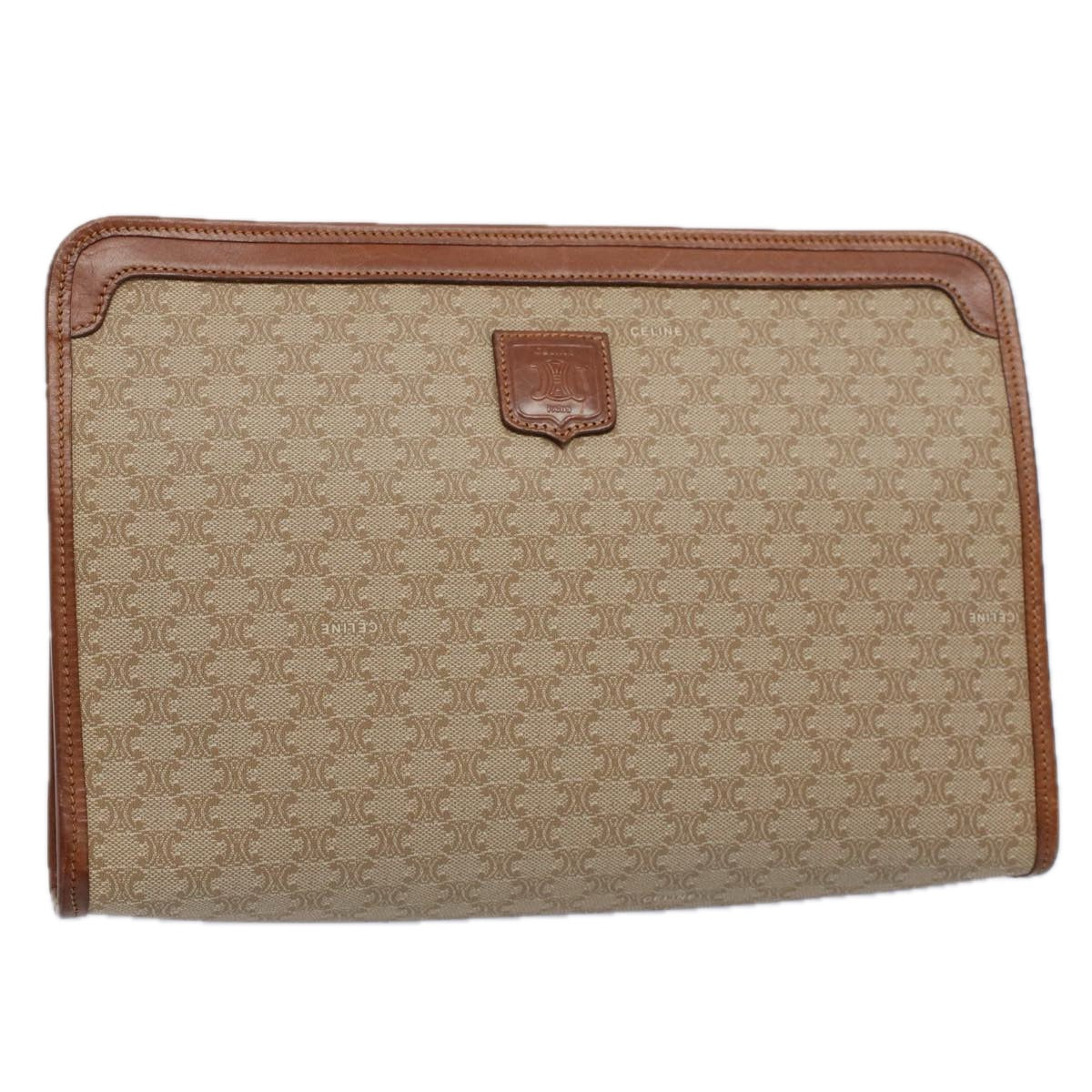 Luxury CELINE Macadam Canvas Clutch Bag Beige 9598