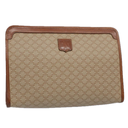 Luxury CELINE Macadam Canvas Clutch Bag Beige 9598