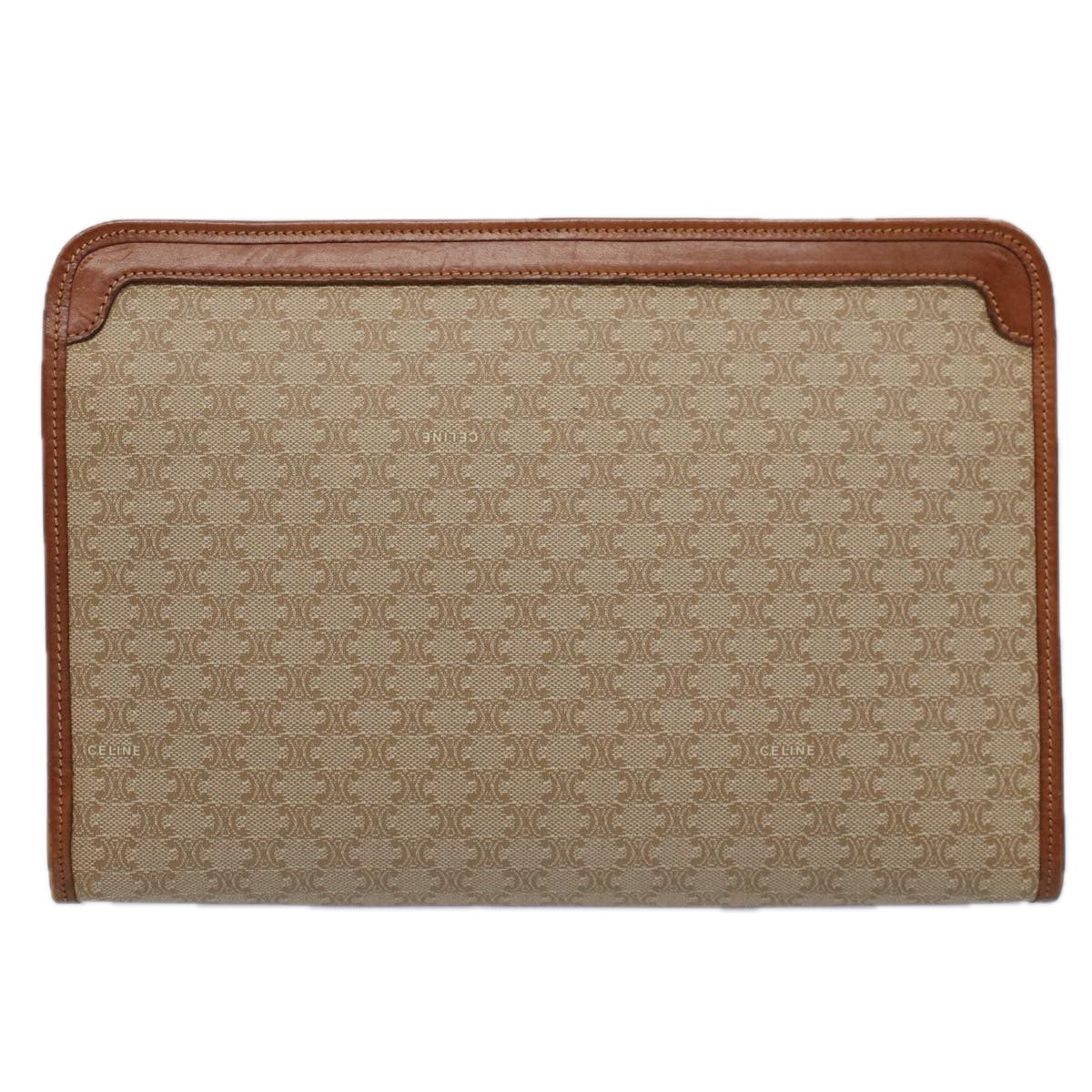 Luxury CELINE Macadam Canvas Clutch Bag Beige 9598