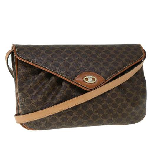 Luxury CELINE Macadam Canvas Shoulder Bag PVC Brown 9824