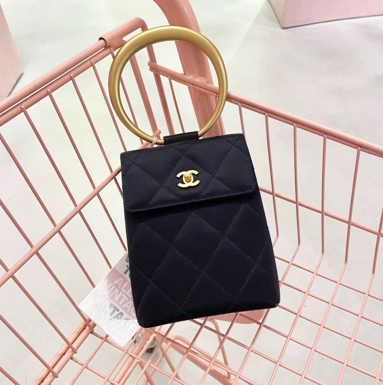 CHANEL Black Satin Handbag