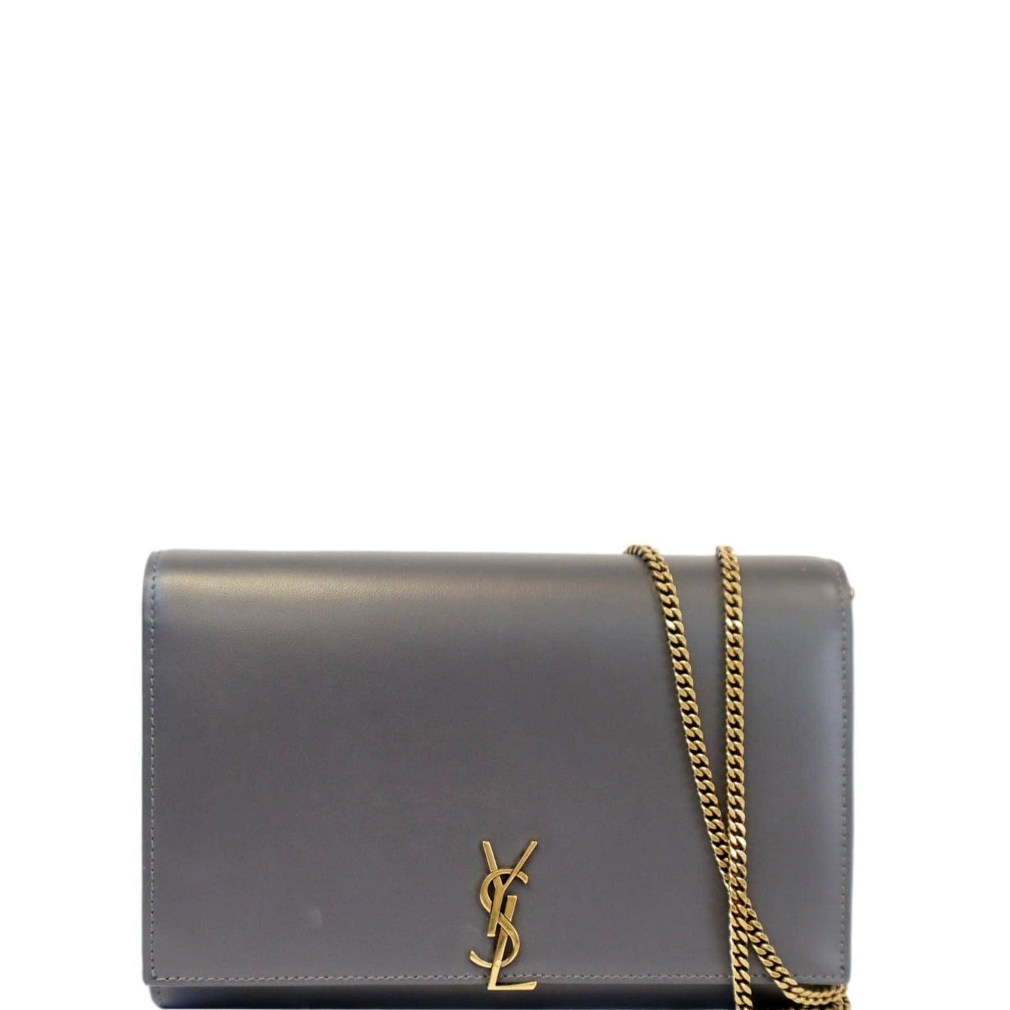 Saint Laurent Flap Leather Shoulder Bag Light Gray-