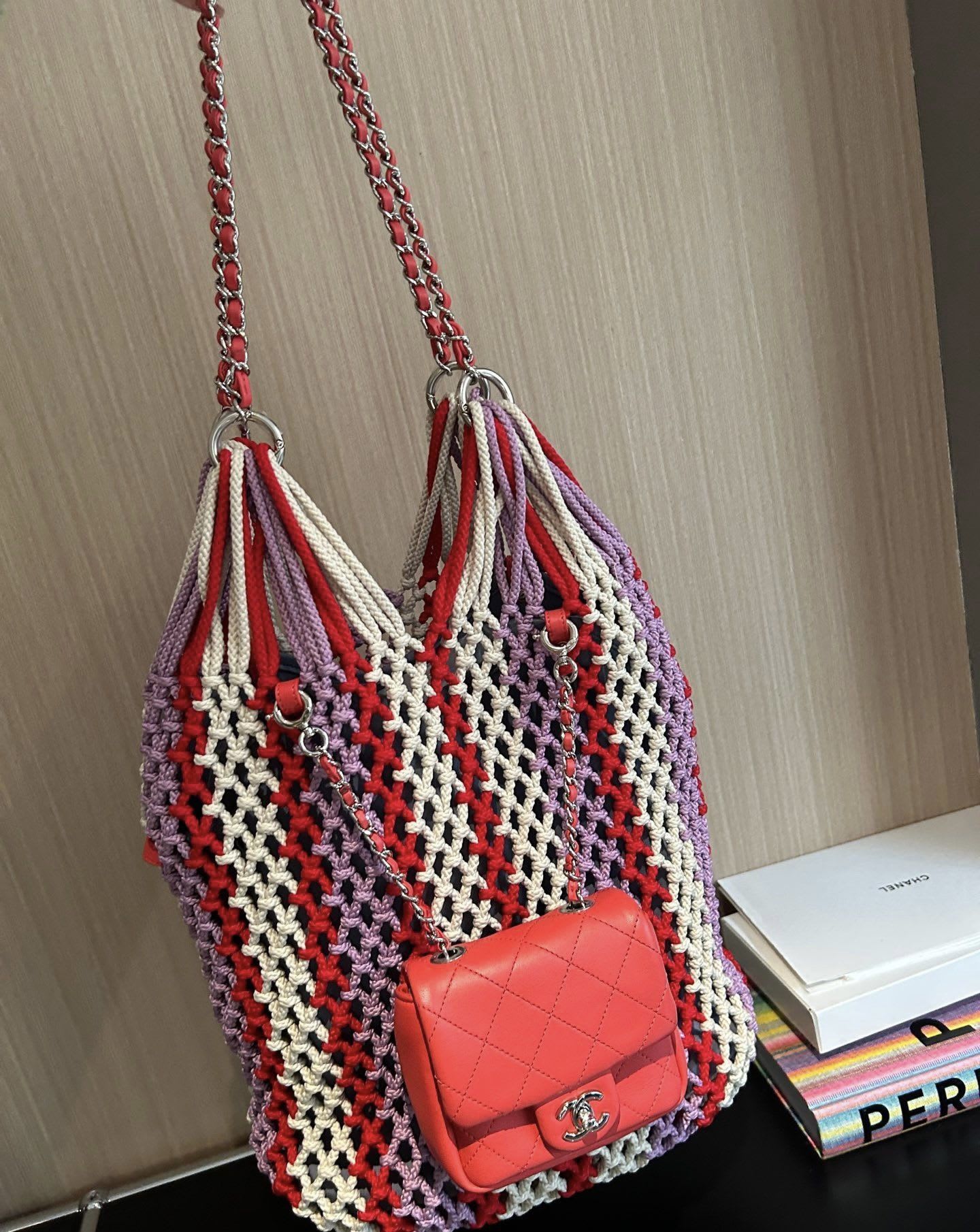 Chanel pink purple net bag