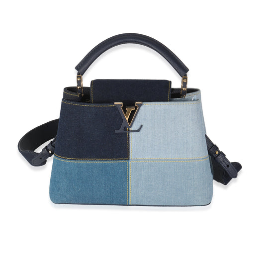 Louis Vuitton Navy Blue Patchwork Denim Capucines BB