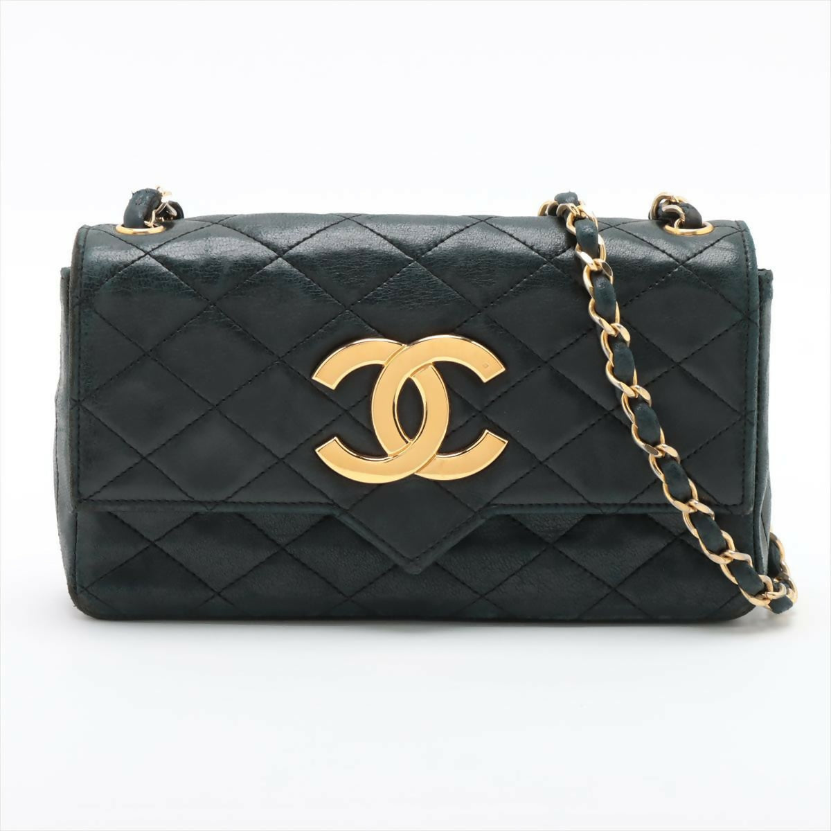 Chanel Black Navy Lambskin Big Coco Matelasse Flap Shoulder Bag