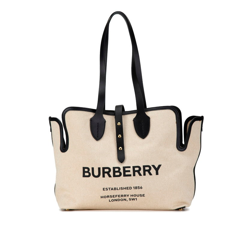 Burberry Logo Canvas Leather 2way Tote Bag